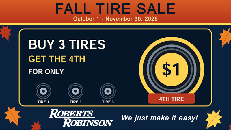 Buy 3 Tires, Get the 4th for $1 during the Fall Fresh Start Tire Event